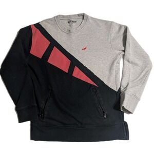 Staple Pigeon Colorblock Sweatshirt Men's Small‎ Gray Black Red Zipper Pockets